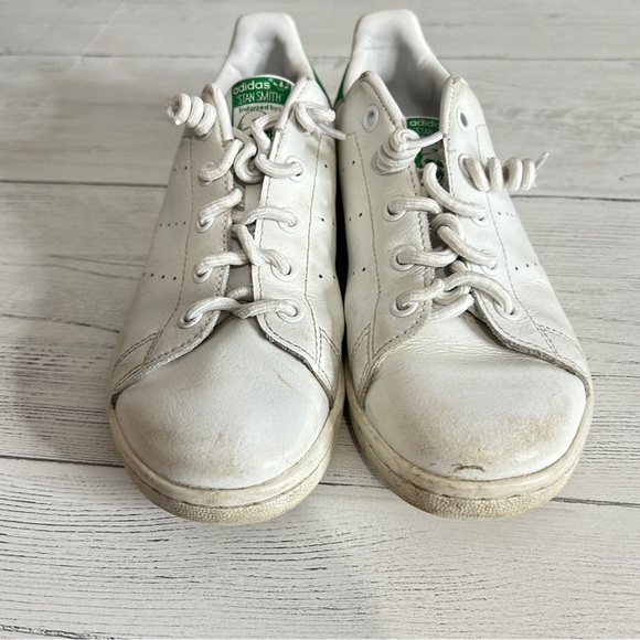 Adidas Stan Smith Size 3 Youth Low White Green No Tie Laces Kids - Picture 5 of 8